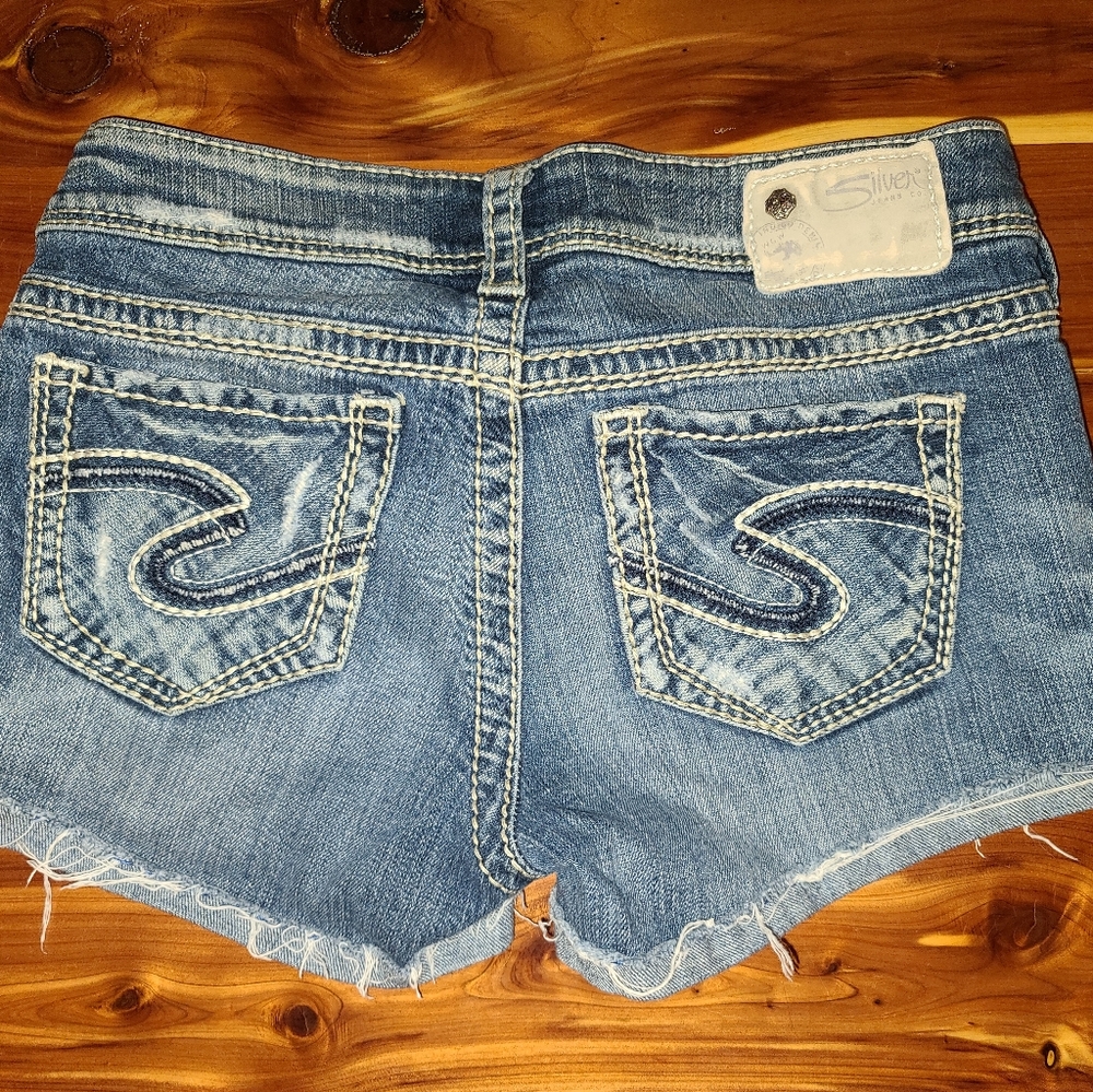 Silver jean shorts